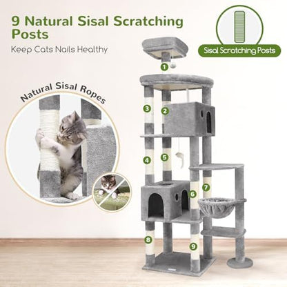 Globlazer Giant Cat Tree for Indoor Large Cats, Light Grey