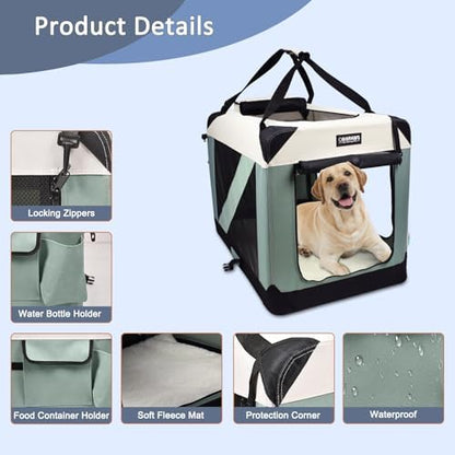 JESPET 3 Door Soft Dog Crates Kennel, Collapsible Travel Pet Carrier