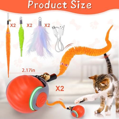 BABORUI 2Pack Orange Interactive Cat Toy Ball