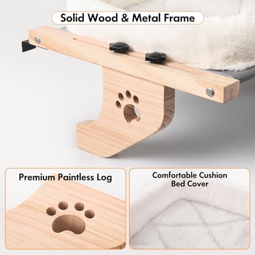 AMOSIJOY Wooden Cat Windowsill Perch