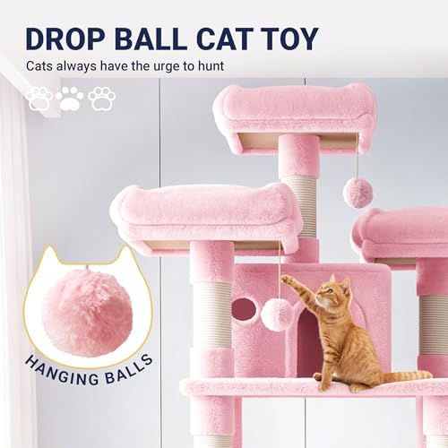 Allewie 82 Inches Large Cat Tree/House/XXL Tall Cat Towers