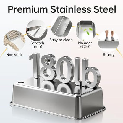 High-Sided Stainless Steel XL Cat Litter Box