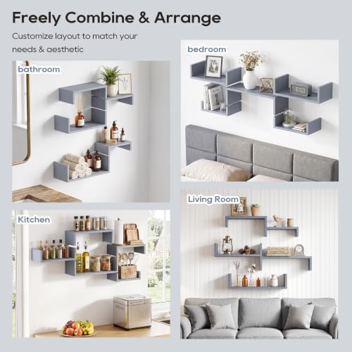 SRIWATANA Weathered Gray Floating Shelves