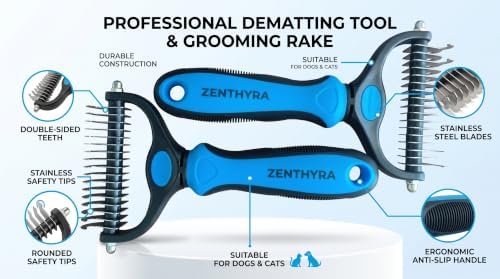 Dog Grooming Rake 2-Pack – Double-Sided Deshedding and Dematting Tool