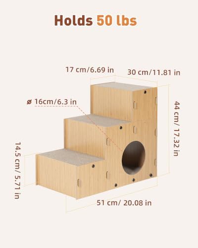 Cat Scratcher, 17.3” Cardboard Pet Stairs