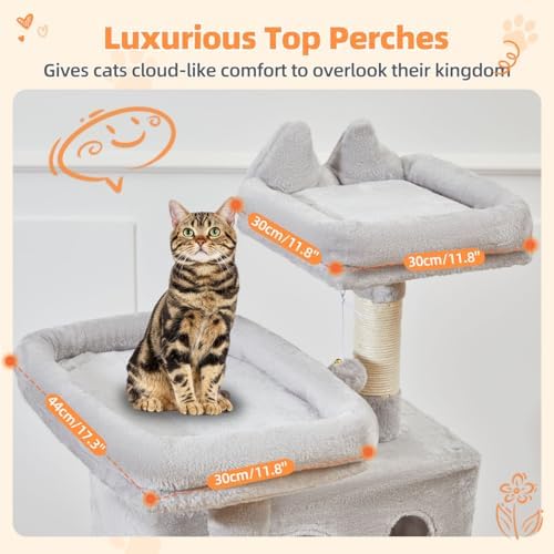 Taoqimiao Sturdy Cat Tree, 58In Cat Tower