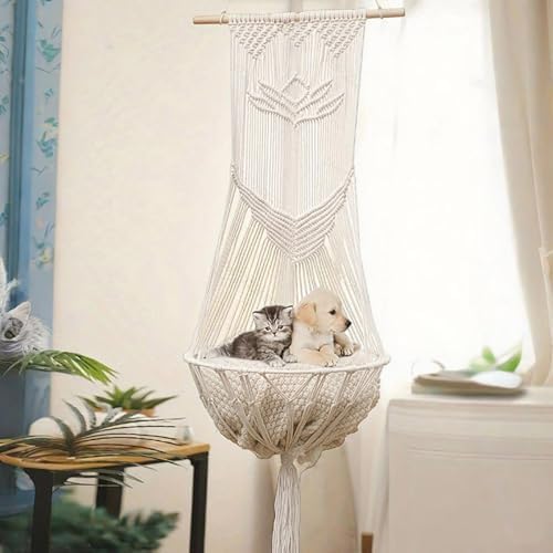 Macrame Cat Hammock-Boho Cat Bed Cotton Wall Hanging