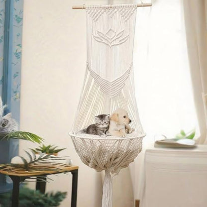 Macrame Cat Hammock-Boho Cat Bed Cotton Wall Hanging