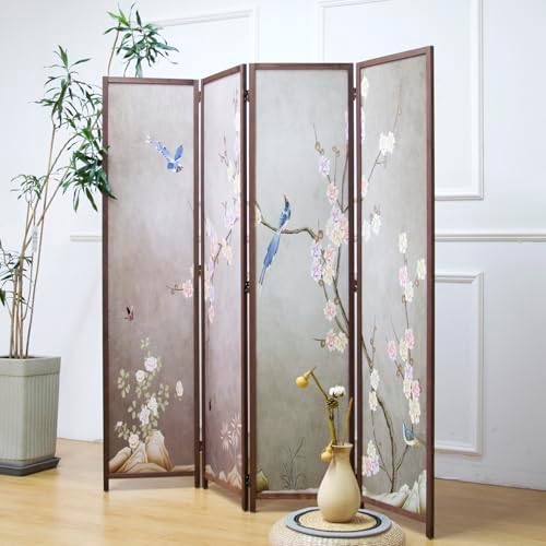 4 Panel Room Divider, 5.6 ft Tall Blackout Folding Privacy Screen