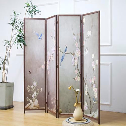 4 Panel Room Divider, 5.6 ft Tall Blackout Folding Privacy Screen