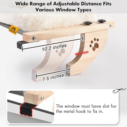 AMOSIJOY Wooden Cat Windowsill Perch