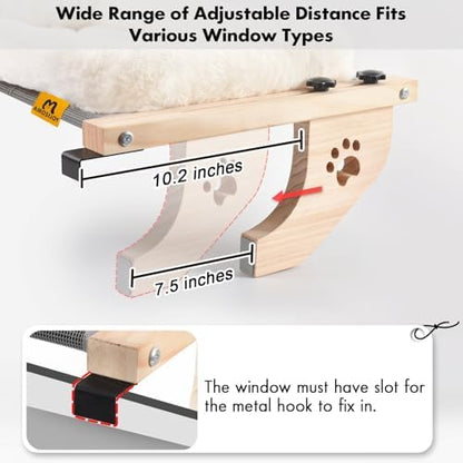 AMOSIJOY Wooden Cat Windowsill Perch