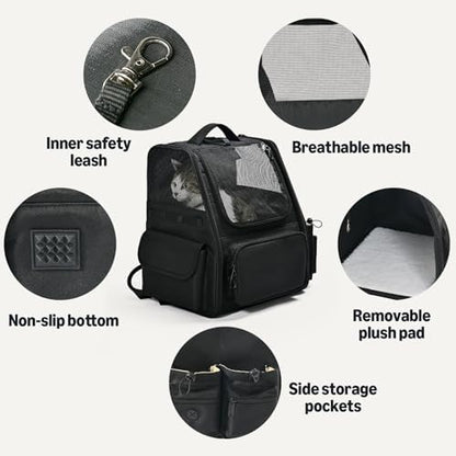 Amazon Basics Pet Backpack for Cats & Small Dogs, Collapsible Travel Carrier