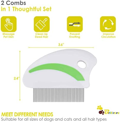 2 Pack Flea Lice Comb, Stainless Steel Dog Cat Grooming Combs