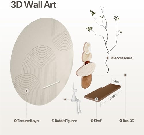 3D Textured Abstract Modern Round Wall Art Decor