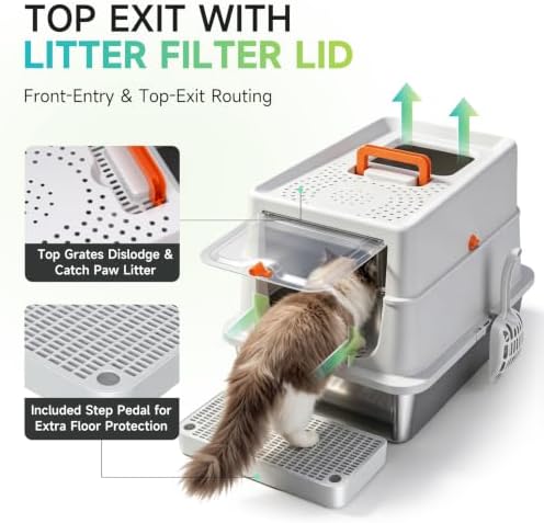 High-Sided Stainless Steel XL Cat Litter Box