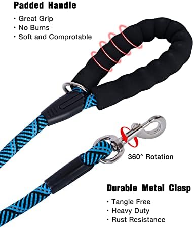 Long Dog Leash with Reflective Threads 15FT 20FT 30FT 50FT, Heavy Duty Bungee