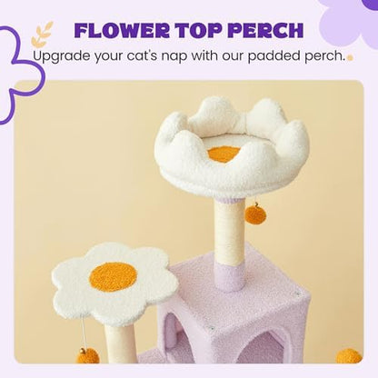 MWPO Flower Cat Tree for Indoor Cats, 63.8 Inches Multi-Level Cat Tower