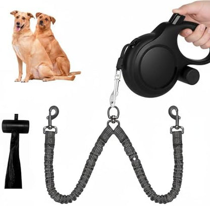 16FT Dual Retractable Dog Leash 2 Medium Dogs