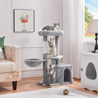 Topeakmart 34in Small Cat Tree w/Condo & Basket