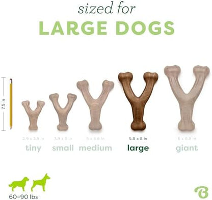 Benebone Wishbone Dog Chew Toy for Aggressive Chewers, Real Bacon