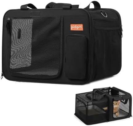 pidipiti 20x14x14 Soft-Sided Expandable Large cat car Travel Carrier