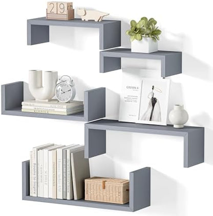 SRIWATANA Weathered Gray Floating Shelves