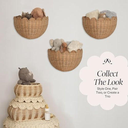 BEBE BASK Scalloped Wicker Wall Basket