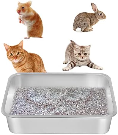Kichwit Stainless Steel Cat Litter Box, Kitten Litter Tray