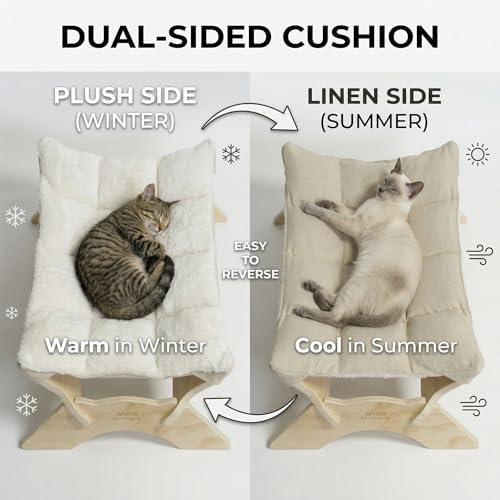 JSPYFITS Elevated Cat Bed Hammock, Raised Cat Bed