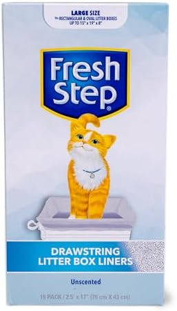 Fresh Step Drawstring Cat Litter Liners, 2.5 ft x 17 in, 15 Ct