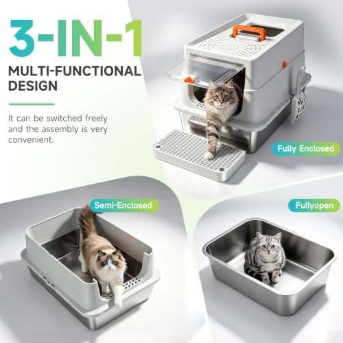 High-Sided Stainless Steel XL Cat Litter Box