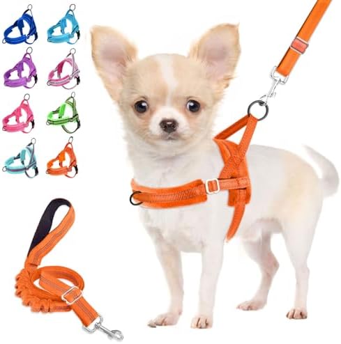 Lukovee Small Dog Harness and Leash Set, No Pull Soft Padded Vest