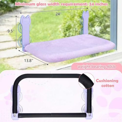 2 Pack Cat Window Perch, Cat Window Hammock Cordless Foldable Window Bed