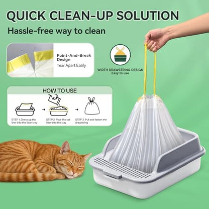 60Pcs Drawstring Cat Litter Tray Liners, 22.8×13.8 In