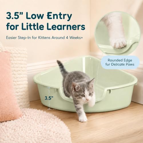 Corner Litter Box, Low Entry Kitten Litter Box