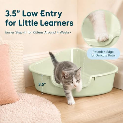 Corner Litter Box, Low Entry Kitten Litter Box