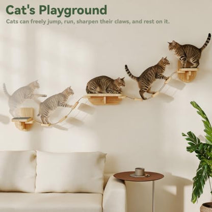 BYBYME 12-PCS Cat Wall Shelves, Pine Climbing System