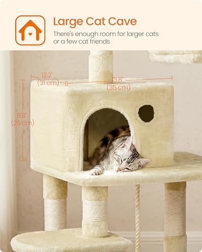 Feandrea Cat Tree, 55.8-Inch Large Cat Tower
