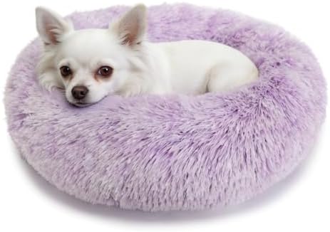 nononfish Cozy Calming Dog Bed, Soft Plush Donut Pet Bed