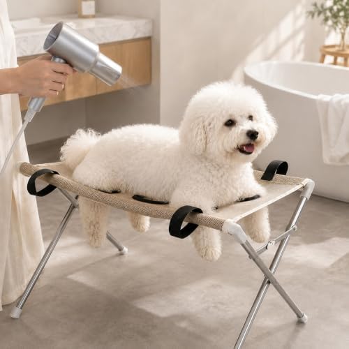 Pet Grooming Hammock with Stand, Foldable Pet Bath Table