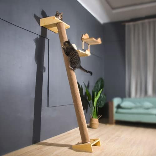 SHENGOCASE Modern 78.7“ Tall Leaning Cat Tree Tower Scratching Post Pillar