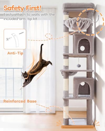 Taoqimiao Heavy Duty Cat Tree, 73In Sturdy Cat Tower