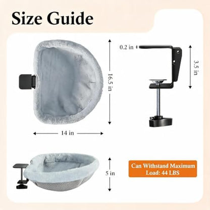 Desk Cat Bed Hammock Foldable, Sunken Semi-Circular Cat Perch