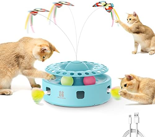 Potaroma Cat Toys 3-in-1 Automatic Interactive Kitten Toy, Fluttering Butterfly