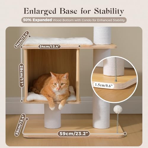 PAWZ Road Floor to Ceiling Tall Cat Tree, 7.6-9.4ft Modern Wood Cat Tower