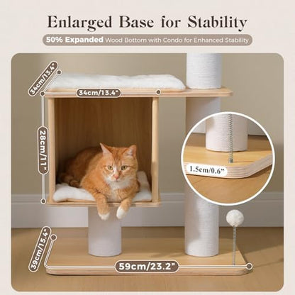 PAWZ Road Floor to Ceiling Tall Cat Tree, 7.6-9.4ft Modern Wood Cat Tower