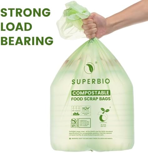 SUPERBIO 13 Gallon Compostable Kitchen Waste Bags, 1 Pack