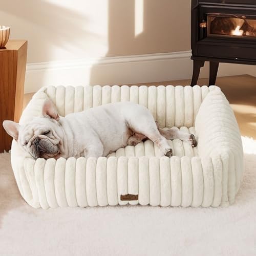 Bedsure ComfyFleece® Cute Dog Bed Medium Large Size Dog Washable，30in Cream