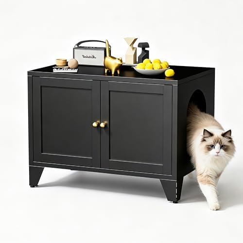 Cat Litter Box Enclosures, Metal Hidden Kitty Litter Furniture